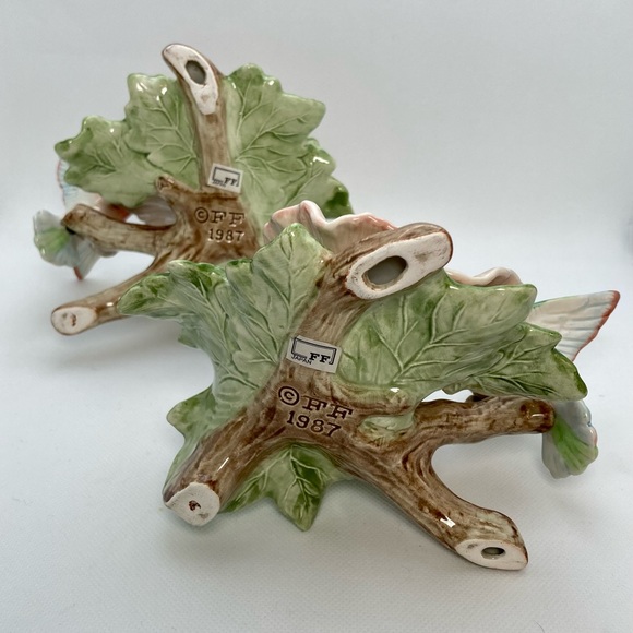 VTG Pair of Fitz and Floyd Hummingbird & Hibiscus Candlestick Holders - Picture 6 of 6